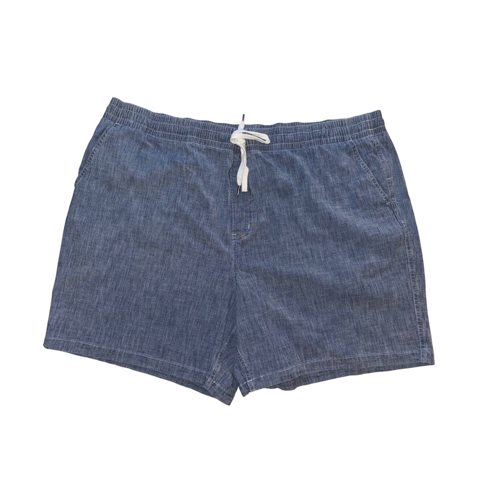 Lands' End Mens 3XL Blue Chambray Pull On Drawstring Casual Shorts 50-52‎
